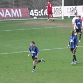Minuzzi corre a festeggiare il 3-1