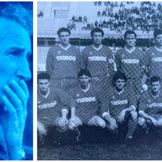 Alfredo Magni, scomparso a 86 anni, e il varese 1990/91 (foto tratte dal libro di Vito Romaniello "100 volte Varese")