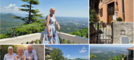 Francesca Crugnola dalla splendida balconata naturale della casa vacanze al Sacro Monte e, sotto, con mamma Marinella e suo marito