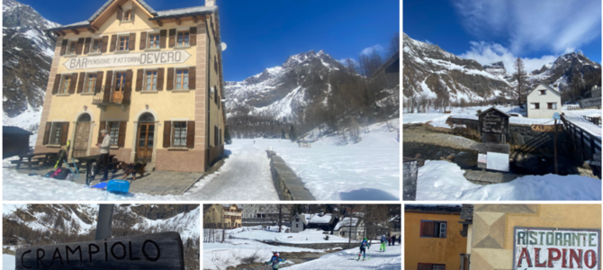 La magia della neve con una temperatura quasi estiva nella piana di Devero