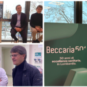 Il Beccaria compie cinquant'anni: a destra il "papà" e ad del centro Claudio Pucci, a sinistra l'appuntamento di stamattina per rinsaldare radici, presente e futuro con Aldo Ossola e Giulio Clerici, direttore sanitario della struttura