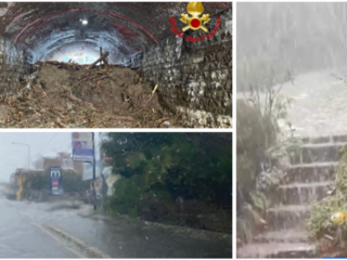 In alto il sottopasso ferroviario di Como invaso dai detriti, a destra la grandine a Cuasso al Monte, qui sopra i fiumi d'acqua in viale Borri a Varese In alto il sottopasso ferroviario di Como invaso dai detriti, a destra la grandine a Cuasso al Monte, qui sopra i fiumi d'acqua in viale Borri a Varese