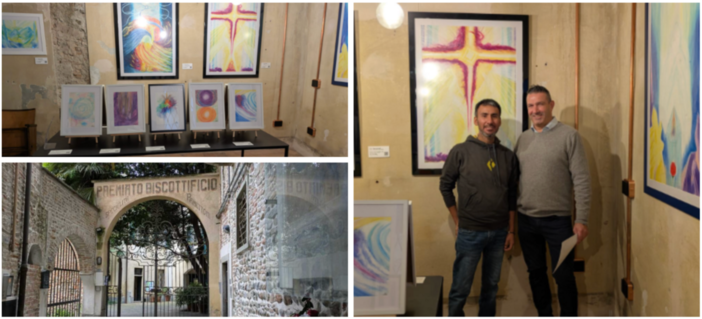 La mostra di Mauro Armiraglio, a sinistra in foto accanto al gallerista Michele Cataleta, nell'ex Biscottificio di via San Martino a Varese