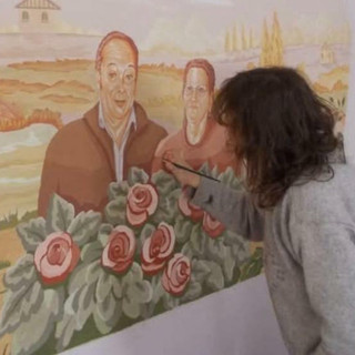 La signora Valeria mentre dipinge