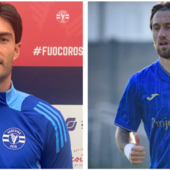 Da sinistra Alberto Alari, difensore centrale con presenze anche in C che debutta oggi con la Varesina, e a destra Denni Scapinello di ritorno da avversario al Chinetti