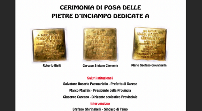 Taino ricorda i suoi deportati: sabato 28 marzo la posa di tre Pietre d’Inciampo