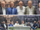 Da sinistra Gunnar Vincenzi, Dario Galli, Marco Reguzzoni, Massimo Ferrario, Emanuele Antonelli e Marco Magrini sul palco della Fiera