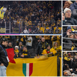 Il popolo giallonero accorso in massa alla Santagiulia Ice Hockey Arena (Foto Galbiati)