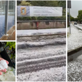 Alcune immagini della grandinata a Varese (le due verticali via NaturalMeteo, che ringraziamo)