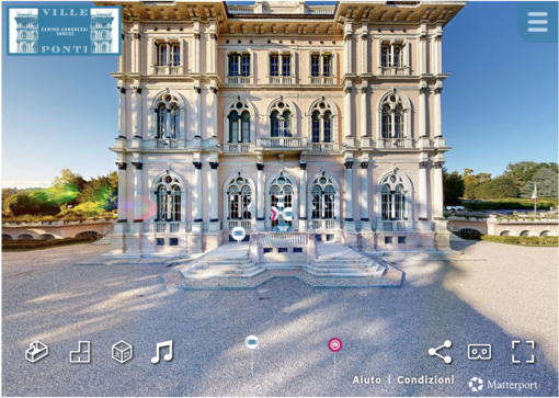 Un'immagine esterna di Villa Andrea a Ville Ponti presa dal tour virtuale