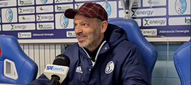 Mister Roberto Gatti dopo la vittoria di Pietra Ligure