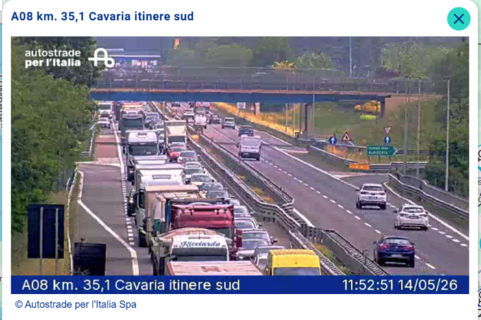 Code immortalate dalla webcam di Autostrade per l'Italia Code immortalate dalla webcam di Autostrade per l'Italia