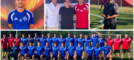 La nuova e ambiziosa Varesina: sopra da sinistra l'attaccante Stefano Banfi, il ds Andrea Scandola, il dg Max Di Caro, il tecnico Daniele Angellotti e il patron Lino Di Caro al campo di Cairate per la preparazione pre campionato