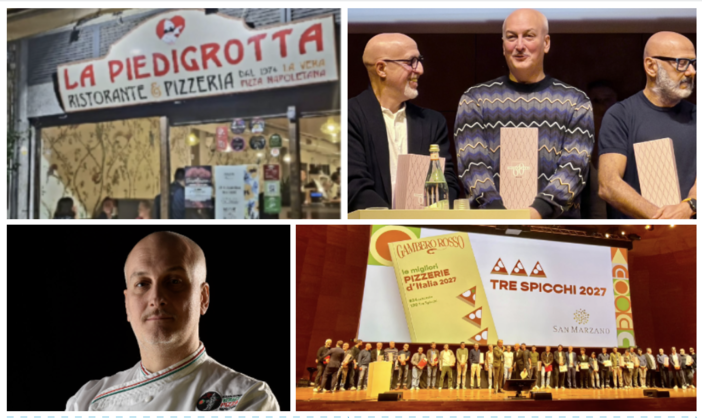 In alto da sinistra: l'insegna dello storico locale varesino e Antonello Cioffi (al centro) che riceve il riconoscimento. In basso: Ancora Cioffi e una foto di gruppo per i titolari delle pizzerie premiate In alto da sinistra: l'insegna dello storico locale varesino e Antonello Cioffi (al centro) che riceve il riconoscimento. In basso: Ancora Cioffi e una foto di gruppo per i titolari delle pizzerie premiate