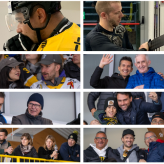 Il popolo giallonero negli scatti di Alessandro Umberto Galbiati: in cima da sinistra capitan Vanetti, Piroso concentrato prima del via, Pisarenko affila la lama del bastone e Michael Mazzacane