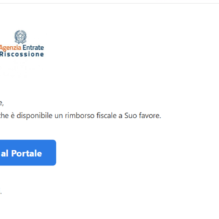 Lo screen della mail della finta Agenzia delle Entrate
