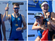 Qui sopra Matteo Lodo e Giovanni Codato, poi la sorella Alice Codato e Laura Meriano, coppie di bronzo nel due senza maschile e femminile agli Europei di Varese (foto tratte dalla pagina Facebook ufficiale della Federazione Italiana Canottaggio)