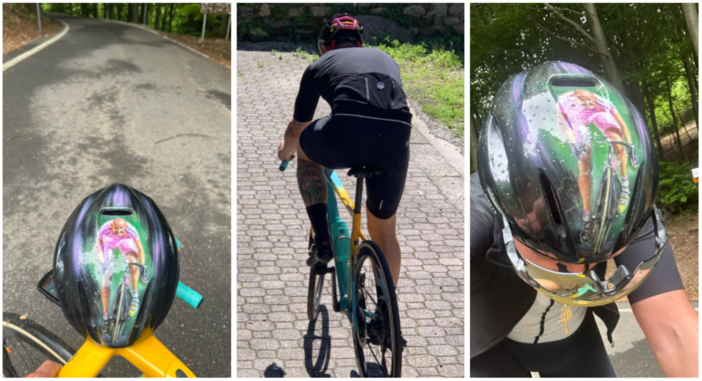 Martino Caliaro con Pantani nel cuore e sulla testa, a proteggerlo sempre Martino Caliaro con Pantani nel cuore e sulla testa, a proteggerlo sempre