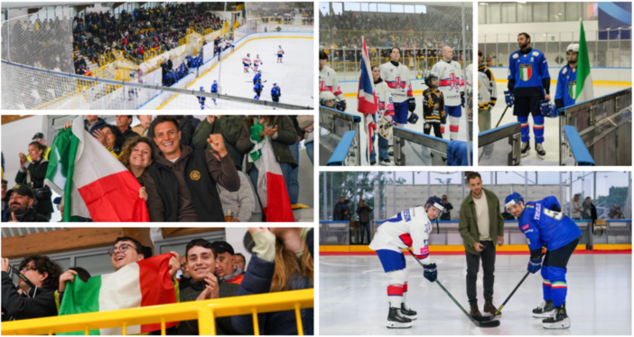 Purissime emozioni azzurre con Thomas Larkin osannato all'Acinque Ice Arena (Foto Acinque Ice Arena - Michele Del Re e HC Varese 1977)
