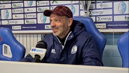 Mister Roberto Gatti dopo la vittoria di Pietra Ligure