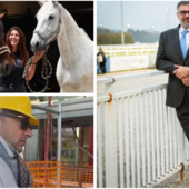 Dall'alto in senso orario Paola Marzotto, co-responsabile ufficio tecnico e segreteria generale della Varese Turf &amp; Sport S.r.l., l'amministratore delegato Luigi Rinzivillo e il presidente Enrico Cinti