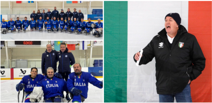 Massimo Da Rin da vent'anni nel cuore della nazionale di para ice hockey che parteciperà alle Paralimpiadi Milano Cortina: qui sopra il quintetto varesino-Polha Da Rin, Longhi, Radice, Stillitano e Andreoni ai Mondiali di Prima Divisione Gruppo B vinti ad Astana Massimo Da Rin da vent'anni nel cuore della nazionale di para ice hockey che parteciperà alle Paralimpiadi Milano Cortina: qui sopra il quintetto varesino-Polha Da Rin, Longhi, Radice, Stillitano e Andreoni ai Mondiali di Prima Divisione Gruppo B vinti ad Astana