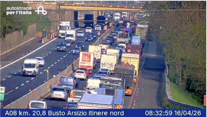 La situazione vista delle webcam di Autostrade per l'Italia