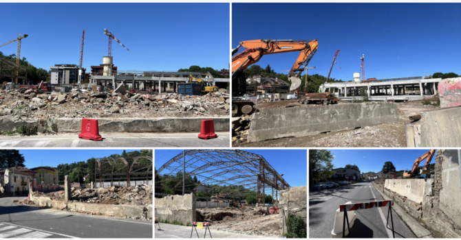 La situazione del cantiere dell'ex Aermacchi dopo l'abbattimento del muro di cinta in via Crispi di questa mattina La situazione del cantiere dell'ex Aermacchi dopo l'abbattimento del muro di cinta in via Crispi di questa mattina
