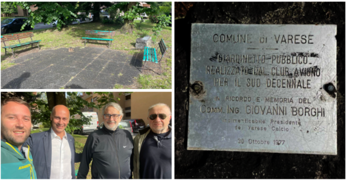 La targa dedicata al Cumenda nei giardinetti di via Vellone, dietro allo stadio, verrà riportata a nuova luce grazie al Panathlon in accordo con il Comune di Varese