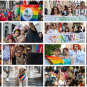 Cartolina con volti e colori dal Varese Pride (foto Alessandro Umberto Galbiati)