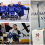 Alessandro Andreoni, 28 anni, a destra da designer di Milano Cortina con la torcia olimpica sfumata d'azzurro e paralimpica di colore bronzeo, a sinistra con la nazionale di para ice hockey vincitrice del mondiale gruppo B di Astana in Kazakistan (quarto da sinistra nella prima foto in cui canta l'inno con i compagni) Alessandro Andreoni, 28 anni, a destra da designer di Milano Cortina con la torcia olimpica sfumata d'azzurro e paralimpica di colore bronzeo, a sinistra con la nazionale di para ice hockey vincitrice del mondiale gruppo B di Astana in Kazakistan (quarto da sinistra nella prima foto in cui canta l'inno con i compagni)
