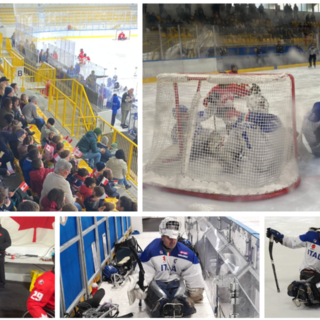 Sport ed emozioni all'Acinque Ice Arena per il para ice hockey e la sfida tra l'Italia e il Canada