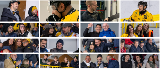 Il popolo giallonero negli scatti di Alessandro Umberto Galbiati: in cima da sinistra capitan Vanetti, Piroso concentrato prima del via, Pisarenko affila la lama del bastone e Michael Mazzacane