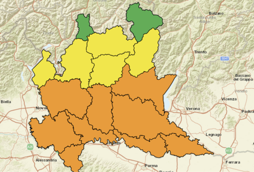 La mappa delle allerte di Regione Lombardia