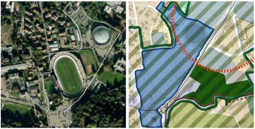 Le piantine relative allo stadio e all'area sportiva di Masnago presenti nel nuovo Pgt di Varese Le piantine relative allo stadio e all'area sportiva di Masnago presenti nel nuovo Pgt di Varese