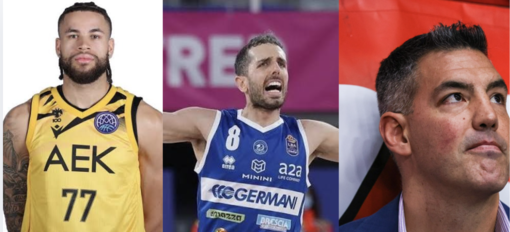 Da sinistra: Hunter Hale, Amedeo Della Valle, Luis Scola Da sinistra: Hunter Hale, Amedeo Della Valle, Luis Scola