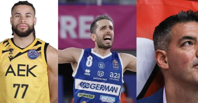 Da sinistra: Hunter Hale, Amedeo Della Valle, Luis Scola Da sinistra: Hunter Hale, Amedeo Della Valle, Luis Scola