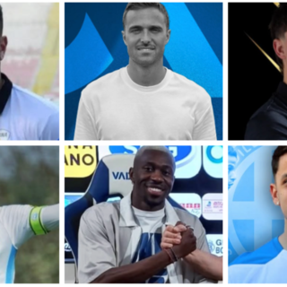 Tra colpi e sogni, per la Varesina sarà un grande mercato: dall'alto in senso orario  Fabrizio Ferrante, Alex Pedone , Christian Bianchetti, Guillermo Busto, Aboubakar Bakayoko e Mirko Gori