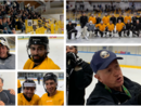 In alto pubblico e squadra al primo allenamento; qui sopra poker in senso orario: Pisarenko-Filippo Matonti, Bastille, Tilaro-Michael Mazzacane e il regalo di Flavio per il 35° compleanno di capitan Vanetti. Qui sopra a destra coach Da Rin alla lavagnetta in pista