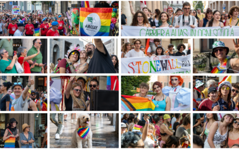 Cartolina con volti e colori dal Varese Pride (foto Alessandro Umberto Galbiati)