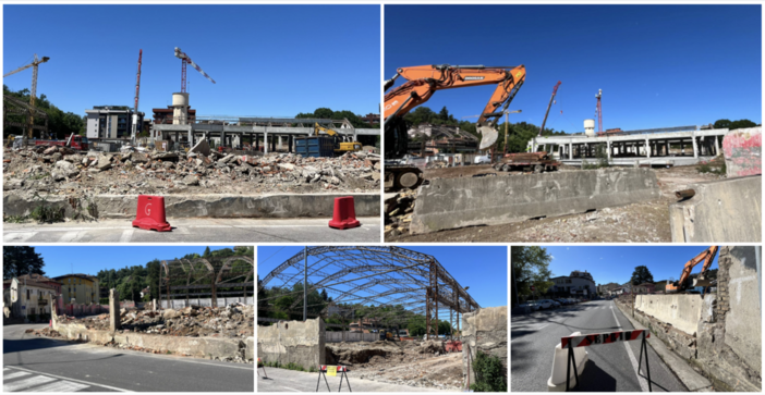 La situazione del cantiere dell'ex Aermacchi dopo l'abbattimento del muro di cinta in via Crispi di questa mattina