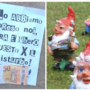 A sinistra: La foto inviataci in redazione dalla nostra lettrice con il messaggio misterioso. A destra: un'immagine generica di nani da giardino A sinistra: La foto inviataci in redazione dalla nostra lettrice con il messaggio misterioso. A destra: un'immagine generica di nani da giardino