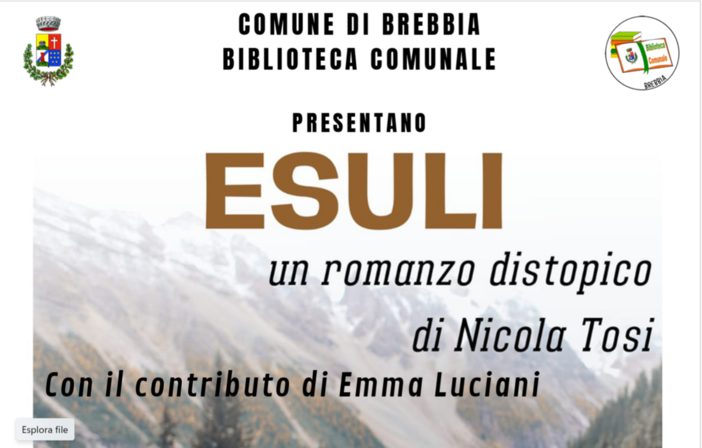 La tecnologia incontra la libertà: Nicola Tosi presenta a Brebbia il suo romanzo d’esordio "Esuli" La tecnologia incontra la libertà: Nicola Tosi presenta a Brebbia il suo romanzo d’esordio "Esuli"