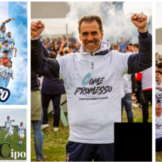 Edoardo Gorini, al centro, ha guidato il Treviso in C dopo 13 anni di assenza. Gorini è il recordman di presenze di tutti i tempi (252 dal 1994 al 2003) - Foto Treviso FBC