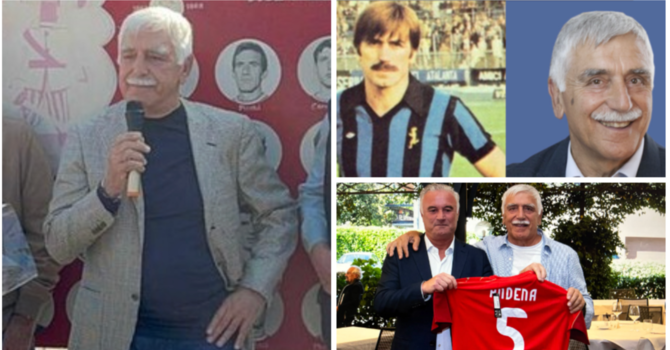 Lele Andena a sinistra con il microfono durante l'inaugurazione di Piazzale Anastasi giovedì scorso davanti al Franco Ossola, sopra a destra con la maglia dell'Atalanta e sotto omaggiato con la "5" da Massimo Foghinazzi al raduno delle vecchie glorie di fine settembre alla Schiranna Lele Andena a sinistra con il microfono durante l'inaugurazione di Piazzale Anastasi giovedì scorso davanti al Franco Ossola, sopra a destra con la maglia dell'Atalanta e sotto omaggiato con la "5" da Massimo Foghinazzi al raduno delle vecchie glorie di fine settembre alla Schiranna
