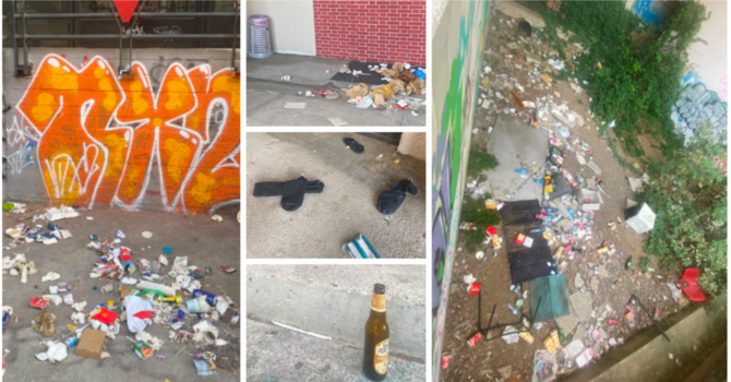 Attorno al palazzetto di Masnago ogni pertugio è buono per gettare di tutto e trasformare così l'esterno del tempio del basket in una discarica Attorno al palazzetto di Masnago ogni pertugio è buono per gettare di tutto e trasformare così l'esterno del tempio del basket in una discarica