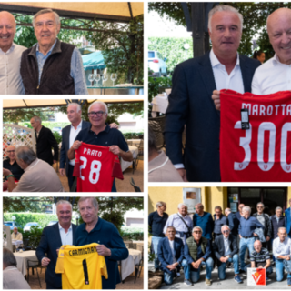 Borghi. Marotta, Prato, Da Pozzo e Carmignani tra i grandi del Varese ritrovatisi alla Vecchia Riva (Foto Galbiati)