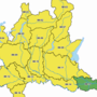 La mappa con l'allerta gialla della Protezione civile per temporali tra oggi e domani su quasi tutta la Lombardia