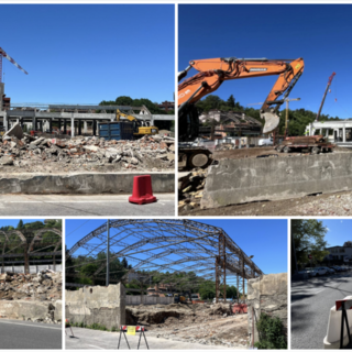 La situazione del cantiere dell'ex Aermacchi dopo l'abbattimento del muro di cinta in via Crispi di questa mattina