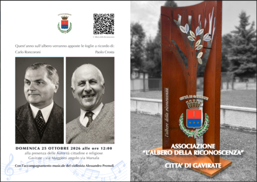 L'Albero della Riconoscenza di Gavirate ha due nuove "foglie": quelle dedicate a Carlo Roncoroni e Paolo Crosta